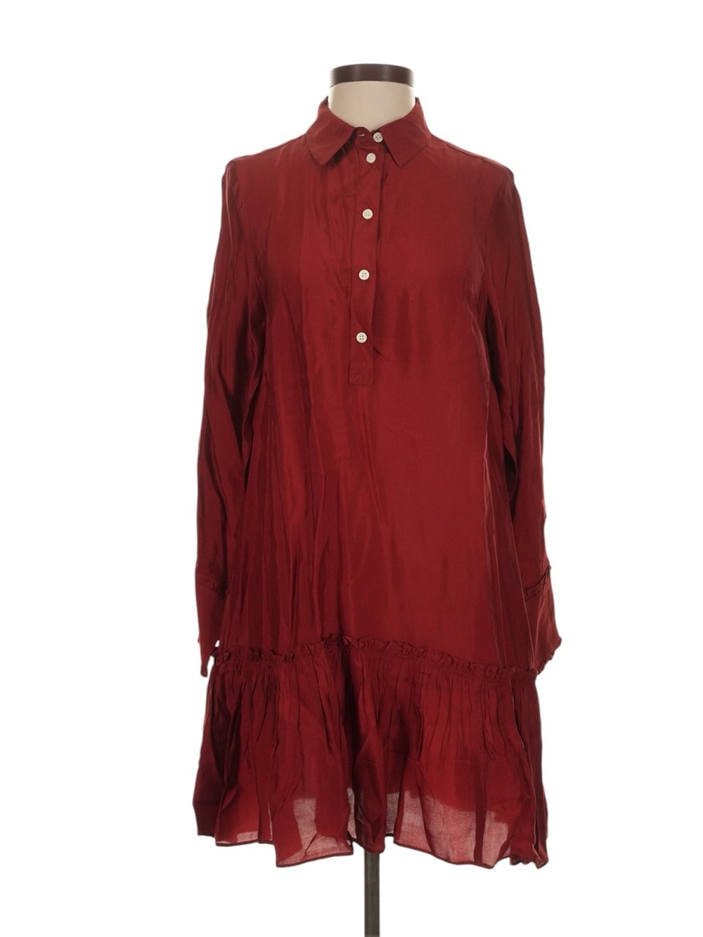 J. Crew Amelia Popover Shirt Dress in Drapey Viscose Twill Size Small Red NWT